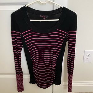 Pink and black round neck light weight sweater